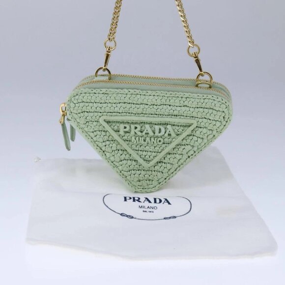PRADA Chain Hand Bag Leather Green Auth 106436AV - Picture 2 of 15